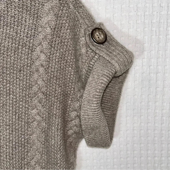 Kenar Sweater Size Small 100% Cashmere Cable Knit Short Sleeves Belted Tan - Picture 6 of 9
